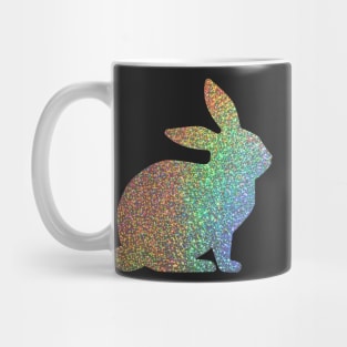 Holographic Rainbow Faux Glitter Easter Bunny Mug